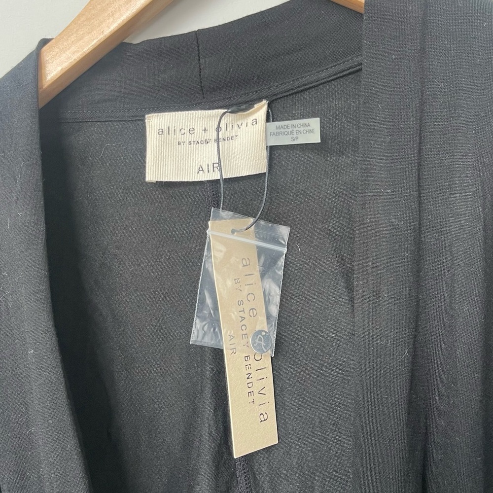 Alice + Olivia | Air Faux Wrap Top Black NWT Closet Staple - Picture 2 of 4